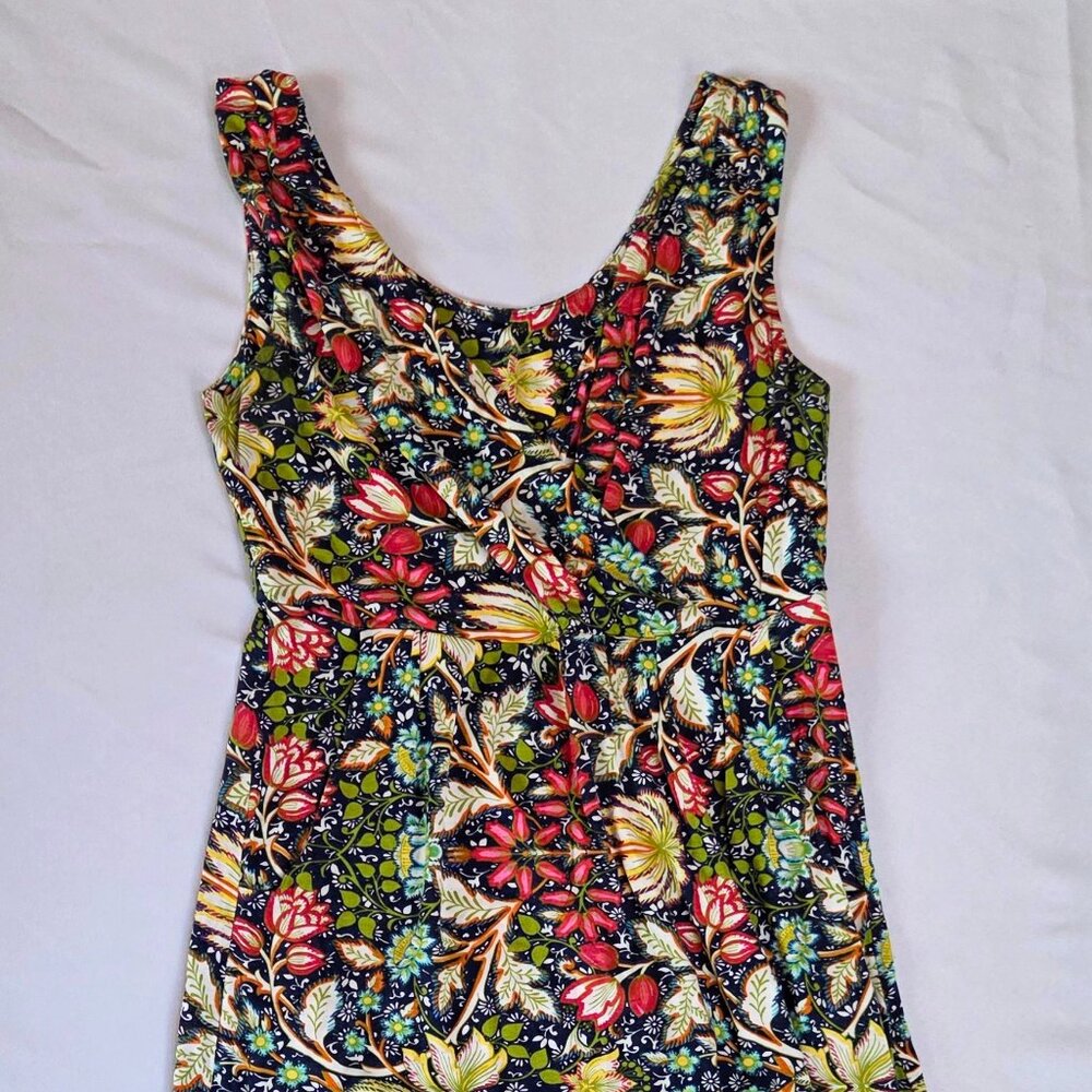 Vibrant Floral Print Tank Dress - Hidden Pockets - Small